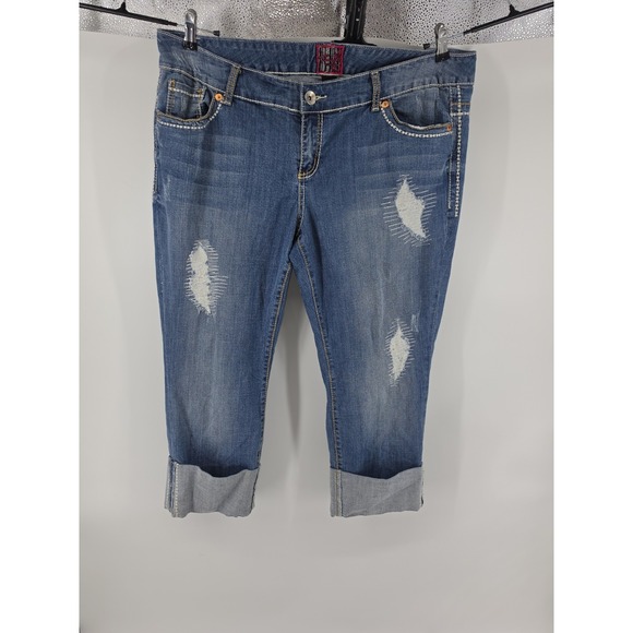 torrid Denim - Torrid Distressed Cuffed Capri Crop Jeans Blue Plus Size Size 18